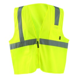 OccuNomix ECO-IMZ-Y4X High Visibility Value Mesh Standard Zipper Safety Vest, Class 2, 100% ANSI Polyester Mesh, 4X-Large, Yellow