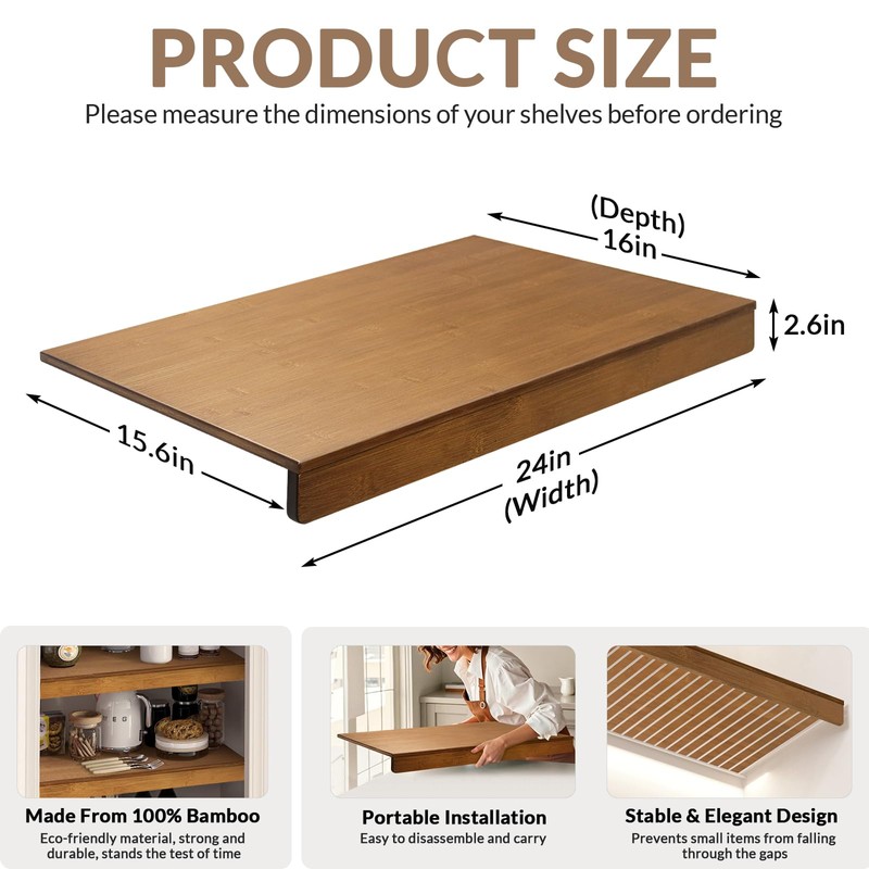 GASHELL Wire Shelf Covers, Bamboo Wire Rack Covers for Pantry,