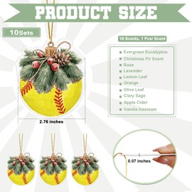 Swiffen 10 Sets Hanging Car Air Fresheners Long-Lasting Fragrance Gifts for Sports Enthusiasts Car Fresheners Aromatherapy Tablets Rearview Mirror Interior Accessories Lockers Home Decor(Softball)