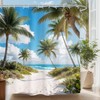 Glawry Beach Shower Curtain 72Wx72L Inches, Tropical Summer Seaside Bathroom