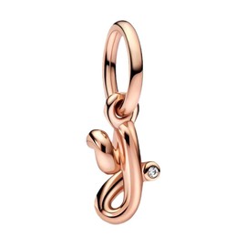 BEEUVIP Rose Gold 925 Sterling Silver Alphabet Letter Charm Bead For Bracelets Compatible With European Bracelets, Silver, Cubic Zirconia