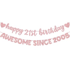 Pre Strung 21st Birthday Awesome Since 2005 Banner, Rose Gold