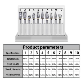 AWAVM Tungsten Carbide Steel Double Cut Rotary Burrs Set for Rotary Tool, 10pcs 1/8 inches Shank Fits Rotary Tool for Grinder Drill, DIY Woodworking Carving, Metal Polishing, Engraving, Drilling