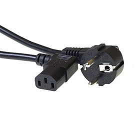 ACT IEC Cable 2 m, C13 Cable, PC Power Cable, CEE 7/7 to C13 3 Pin - Protective Contact and C13 Plug Angled - AK5018 Black