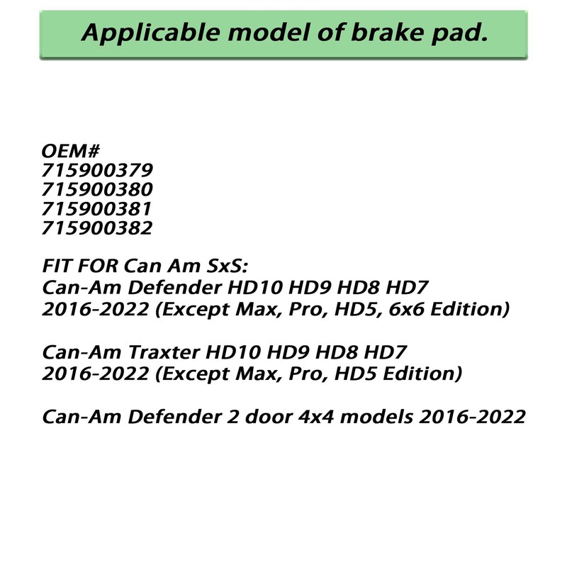 Sintered Brake Pads Front and Rear for Can-Am Defender HD10