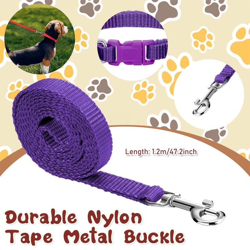 Amylove 48 Pcs Dog Collar and Leash Set, Polypropylene Adjustable