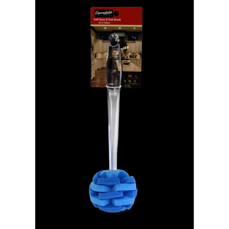 Dependable Industries Soft Touch Glassware Sponge Dish Brush Puff Brush