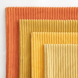 MIULEE Fall Corduroy Pillow Covers Soft Soild Striped Throw Pillow Covers Set of 4 Decorative Square Cushion Cases Pillowcases for Sofa Bedroom Couch 18 x 18 Inch, Orange and Yellow