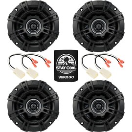 KICKER Speakers 4 inch for Jeep Wrangler JL 2018-2023 Upgrade Kit - 4 Pack of DS Series with Harness, Coaxial Car Audio Front Dash and Rear Overhead Speaker DSC40, 43DSC404