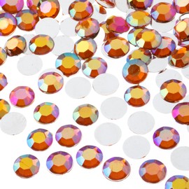 John Bead 500 piezas de 10 mm (SS45), naranja AB, acrílico redondo con parte trasera plana para hacer joyas, manualidades, arte de uñas, maquillaje de cara, ropa