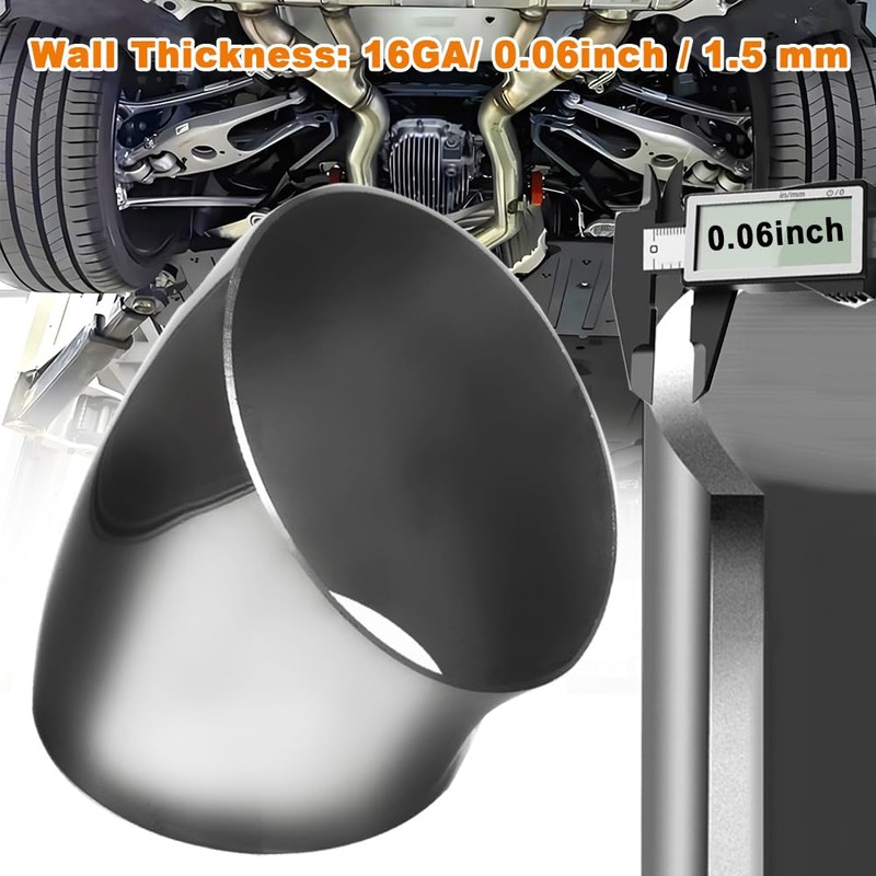 AIMCOCO 3Inch 45 Degree Stainless Steel Exhaust Elbow Pipe-16GA/. 065"