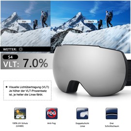 DUDUKING Ski Goggles Snowboard Goggles for Men Women Adults Teenagers Ski Goggles OTG UV Protection Compatible Helmet Anti Fog Ski Goggles Spherical Mirrored