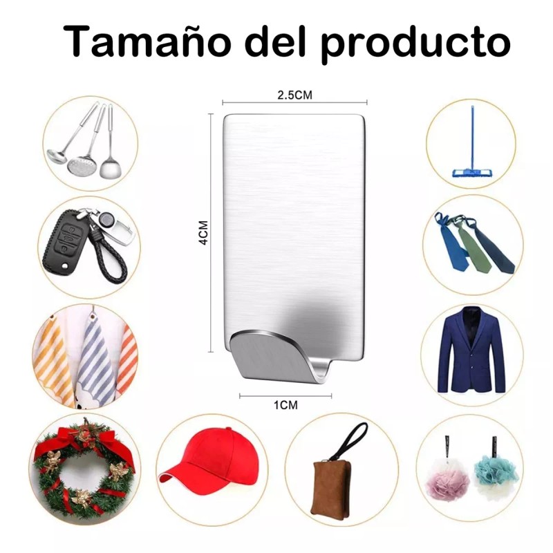 Generic 50 Ganchos Adhesivos De Acero Inoxidable Para Baño O