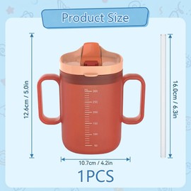 UxuoQxa Tazza con becco per anziani con manico, 300 ml, con coperchio e cannuccia, a prova di perdite, per anziani con difficoltà a deglutire, ideale per la cura e i viaggi