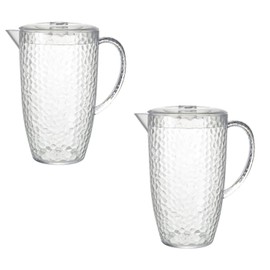 Bello Dimple Clear Plastic 2 Litre Picnic Water Jug Pitcher with Lid (2)
