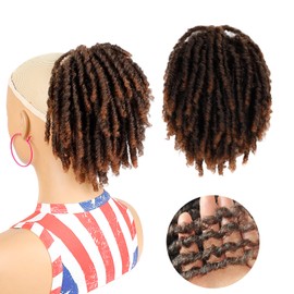 Uotp Dreadlock Ponytail Extensions 8 inch Loc Drawstring Ponytail Clip in on Ponytails Hair Extensions Fake Ponytail Hairpieces Loc Accessories for Black Women (1BT30, 8 inch)