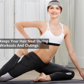 3 Pcs Stretchy Fashion Head Bands for Women & Men, Comfortable Nonslip Hair Accessories for Workout Yoga Sports Running Makeup (Black, White, Gray)