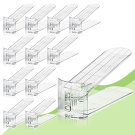 MOOKNAT Clear Shoe Slot Organizer, 12 Pack Adjustable Shoe Slots Organizer for Closet Clear Shoe Stackers Shoe Rack Holder Shoe Space Savers for A Pair of Shoes(Transparent)