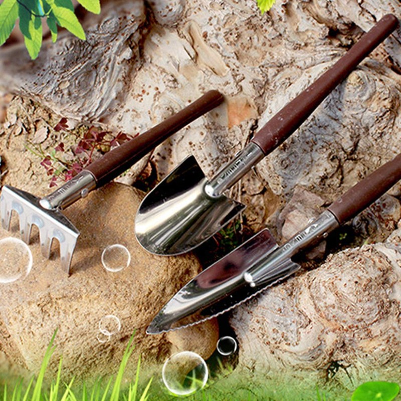 Hemoton Handheld Garden Tool Set 3 Pieces Mini Rake Shovel