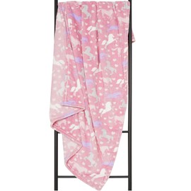 Adore Home Super Soft Horse Blanket Kids Character Pink Super Soft & Cuddly 100x150cm