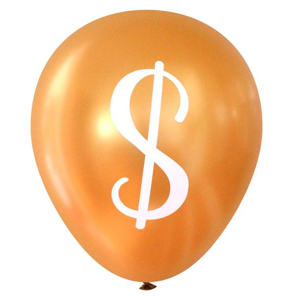 Nerdy Words Dollar Sign ($) Balloons - Gold, 16 pcs