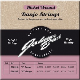 Johnny Brook Set Of 5 Nickel Wound Banjo Strings (9 Gauge)