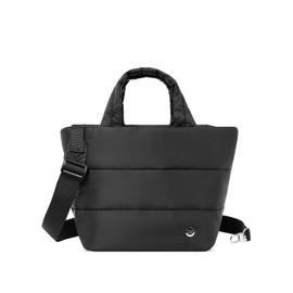 WESTBRONCO Mini Puffer Bag Quilted Crossbody Bags for Women Small Puffy Purse Nylon Shoulder Handbag with Adjustable Strap, Black-horizontal Stripe, Medium, Lightweight