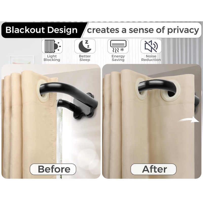 2 Pack Black Wrap Around Double Curtain Rods Set, USFOOK