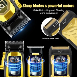 LQT Professional Hair Clippers for Man,Hair Clippers Electric Shavers Razor T-Blade Hair Trimmer, 3 in 1 Cordless Barber Trimmer Bald Shavers LED Display Gifts (3PCS)