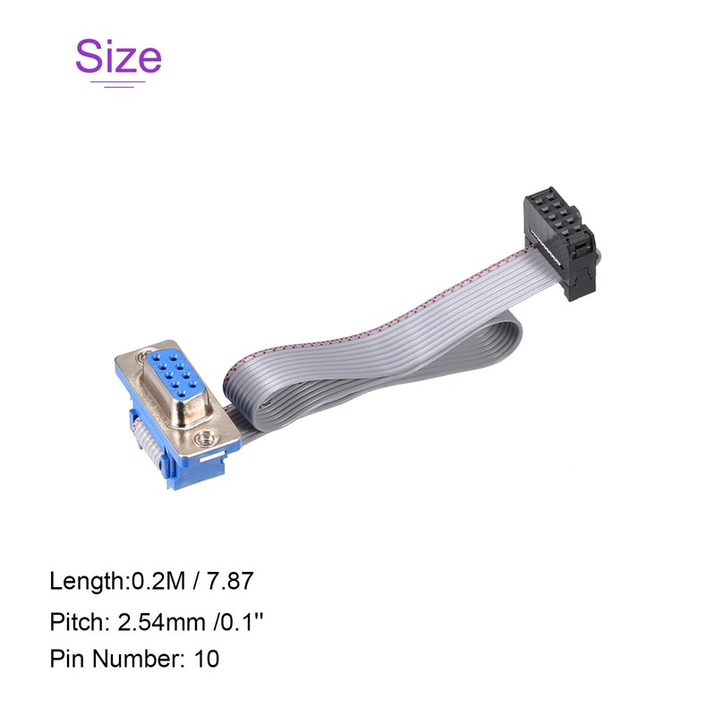 DMiotech 2Pack 10Pin 0.2m Long 2.54mm IDC Wire Flat Ribbon