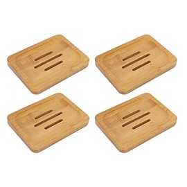 FILFEEL Jabonera de 4 Piezas, Jabonera de Bambú, Fuerte Resistencia Al Agua, Jabonera Elegante Y Resistente, para Salón de Belleza de Baño en Casa