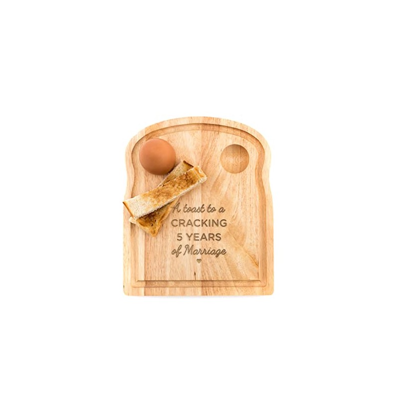 Engraved Egg and Toast Board for 5th Wedding Anniversary -