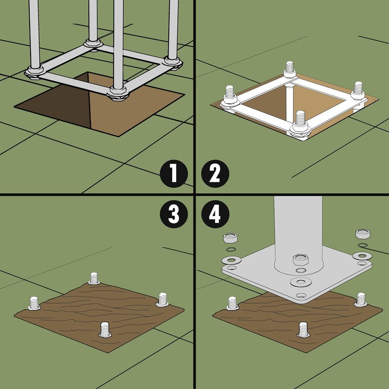 Royal Shade Reinforced Base Frame Set for Shade Sail Pole,
