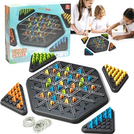 Chain Triangle Game, Game with Rubber Bands Triangle, Brain Games - from 8 Years Strategic Game, Board Games - Family Joys for Age Group, Expandable Rescue Games for Desktops