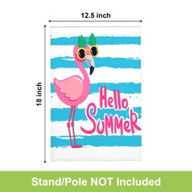 HGOD DESIGNS Flamingo Garden Flag Double Sided 12x18 Inch Hello Summer Glasses Pineapple Cartoon Cute Pink Bird Stripes Farmhouse Holiday Outside Decorations Burlap Yard Flag