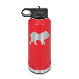 Tibetan Mastiff Laser Engraved Water Bottle Customizable Polar Camel Stainless Steel with Straw - Dog Canine pet Red 32 oz
