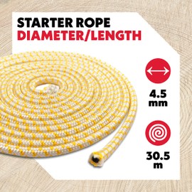 Oregon Starter Rope 4.5 mm x 30.5 m (100 ft) Roll Length, for Chainsaws, Strimmers & Brush Cutters, Polyamide Core, Oil & Petrol Resistant (522853)