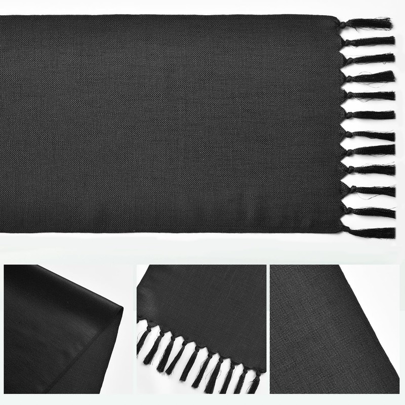Artoid Mode Black Boho Rural Rustic Farmhouse Tassel Table Runner,