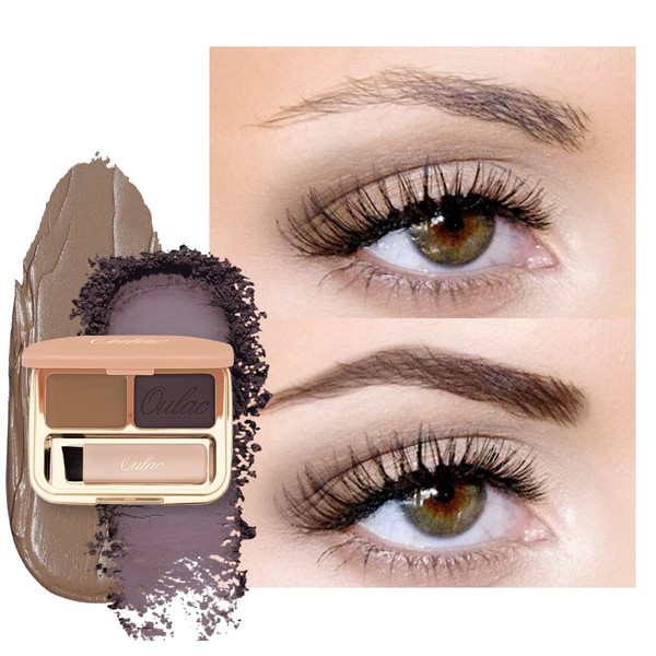 Oulac Eyebrow Palette Waterproof Gel Long Lasting Eyebrow Make-Up Powder Eyebrow Wax 2 in 1 Natural Results Easy to Colour with Brush and Mirror (Strawburn)
