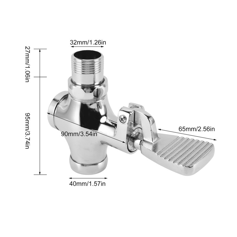 Toilet Foot Pedal Flush Valve Brass Non Slip Easy To