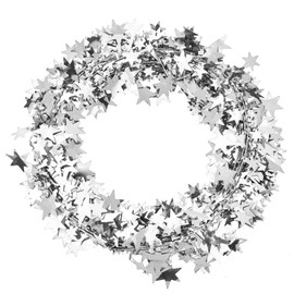 24.5 Ft Star Tinsel Garland, 3Pcs Tinsel Christmas Tree Garland Wedding Birthday Party Decoration Ornament(Silver)