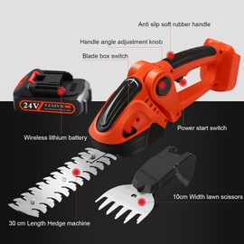 WeePro 24V Hedge Trimmer Cordless Pruning Shears – 2-in-1 Hedge & Lawn Trimmer, CE FCC PSE Certified, 90° Adjustable Head, SK5 Blades, 390 Copper Motor, UL-Certified Battery – Ideal for Garden & Yard