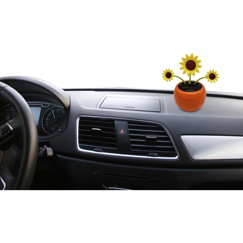 2Pcs Solar Dancing Flower Car Decoration, Apple Blossom Sunflower with