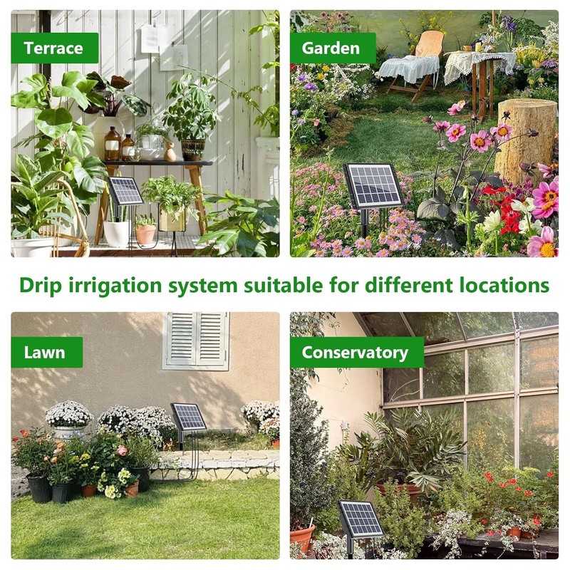 HEKIWAY 82FT Solar Drip Irrigation System, Auto Watering Kit for