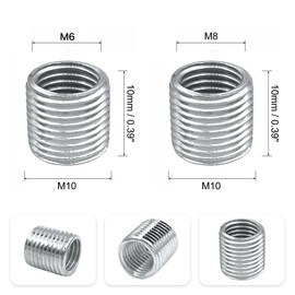 10pcs Threaded Nuts Insert Nuts Thread Reducer Nuts Stainless Steel 10mm Length M10 Male to M8 Female Adapter