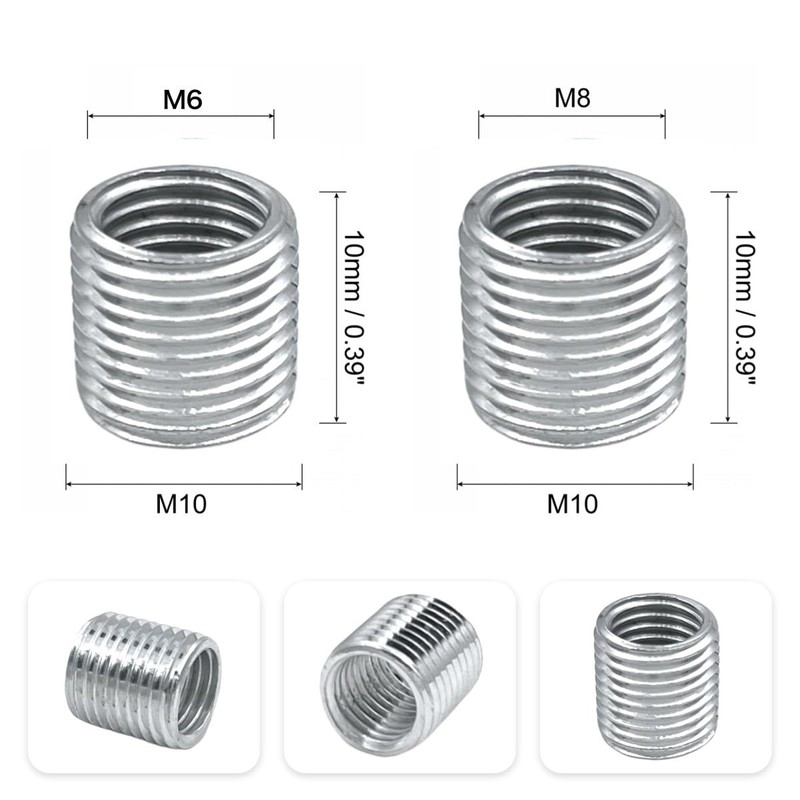 10pcs Threaded Nuts Insert Nuts Thread Reducer Nuts Stainless Steel