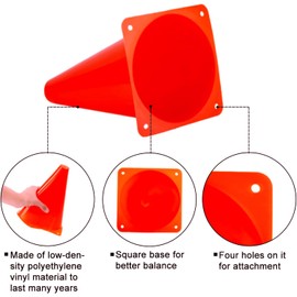 AzulLanse 18 cm Sports Cones, Pack of 10, Red, Pack of 10, Green, Football Cones Agility Field Marker, Plastic Traffic Training Cones for Basketball, Football, Skating Drills Exercise, 1 Storage Bag