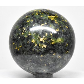 52mm 200g Green Nephrite w/Inclusions Carved Sphere Polished Natural Inca Jade Gemstone Crystal Mineral Collectible Ball - Peru + Stand