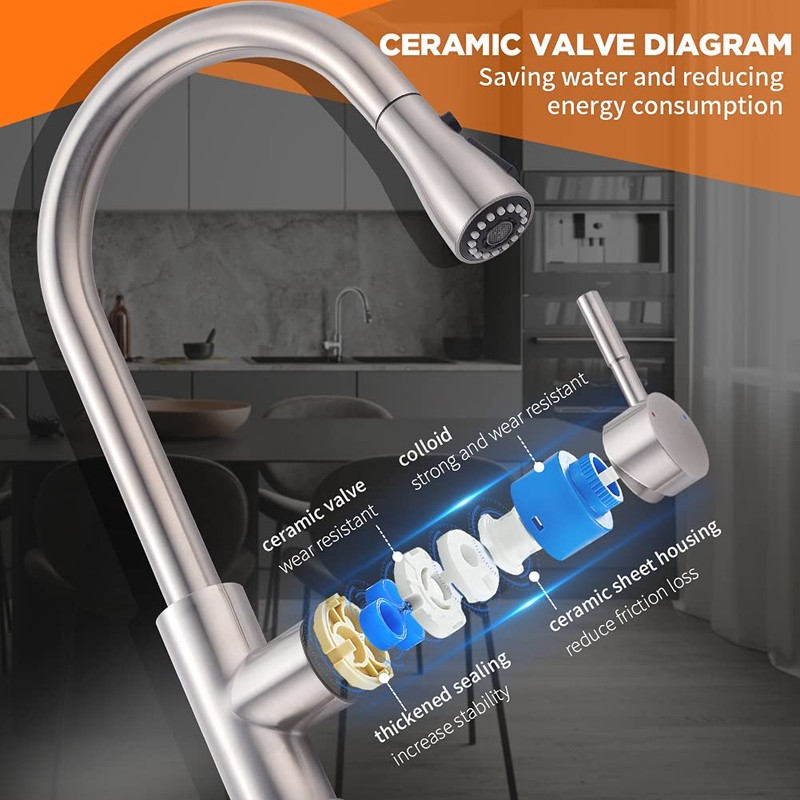 Brushed Nickel Kitchen Faucets with Pull Down Sprayer Kitchen Sink