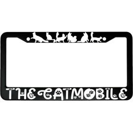 BLVD The CatMobile Funny Cat Lady Aluminum Car License Plate Frame